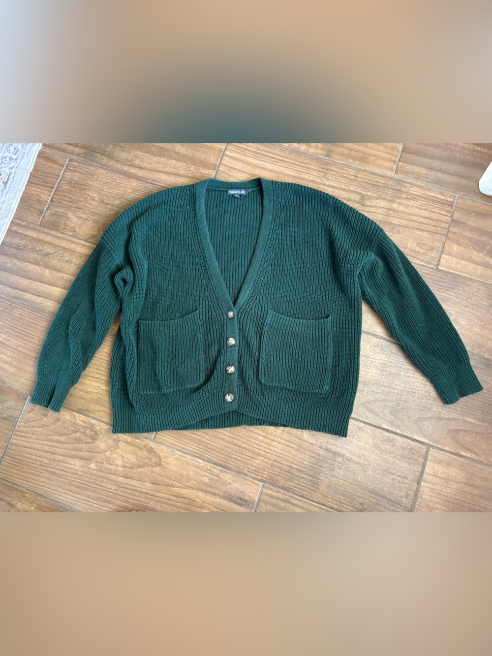 Toad&Co Chunky Knit Button Front Cardigan Sweater Forest Green Women's Medium
